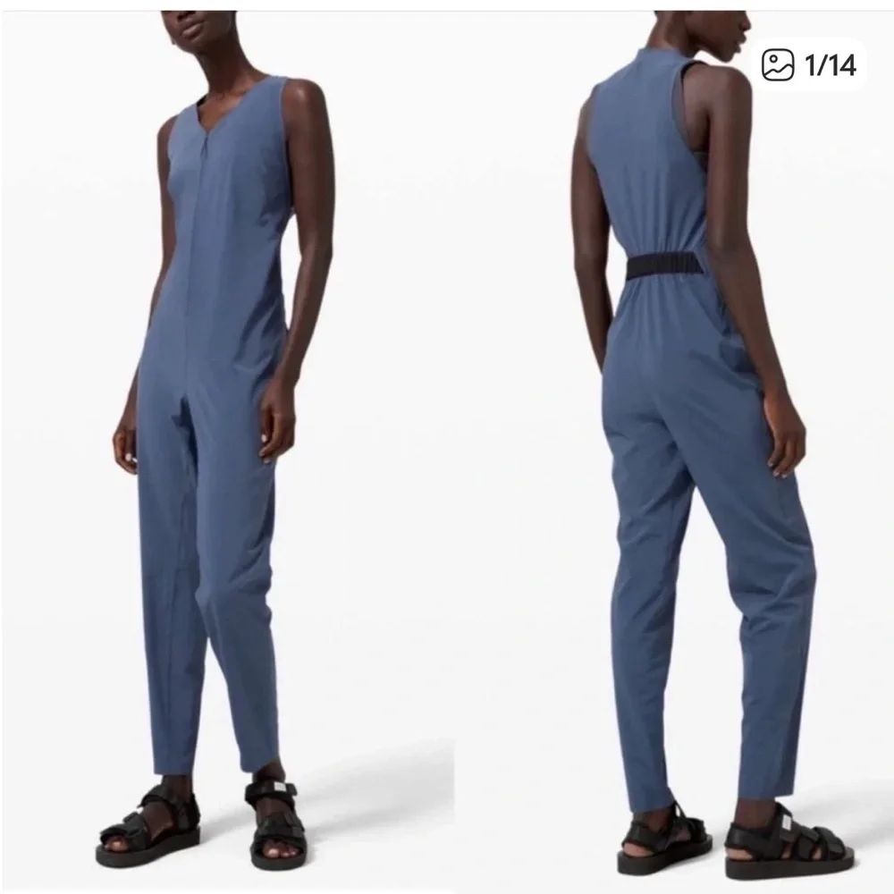 Lululemon LAB Vindur Onesie Jumpsuit Gray Zip Up Front Women's 2